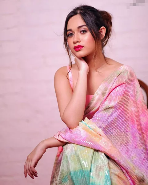 Jannat Zubair Sequence Saree Indian Wear Multi Color