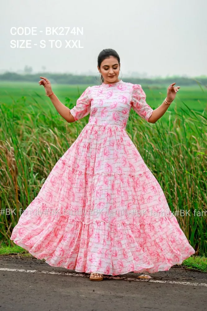 Coral Peach Shade Layered Handwork Birthday Frock – Stanwells Kids