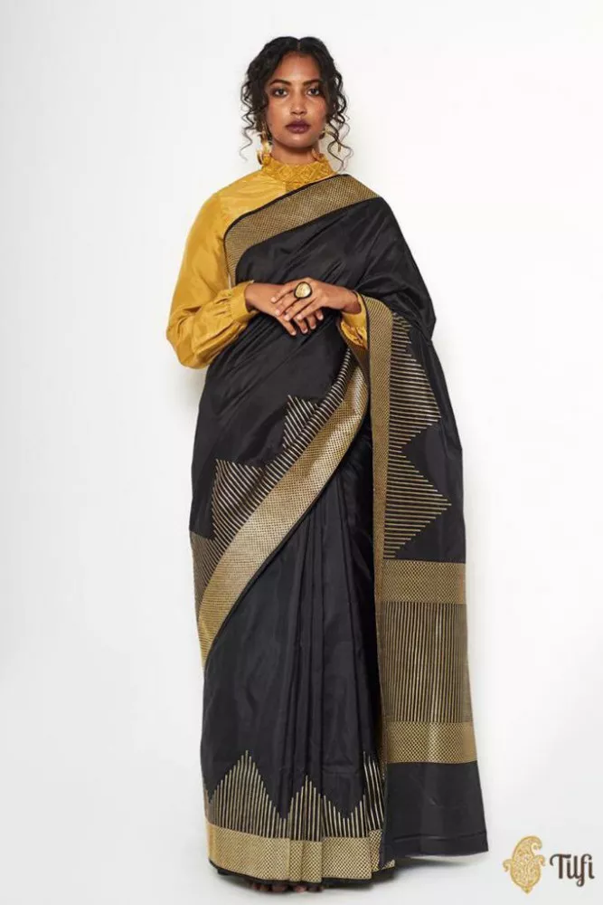 Midnight Black Kanchipuram Silk Saree