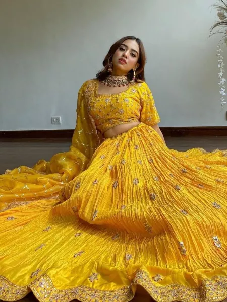 Yellow Silk Bridal Lehenga Choli for Haldi And Marriage Indian Ethnic Wear