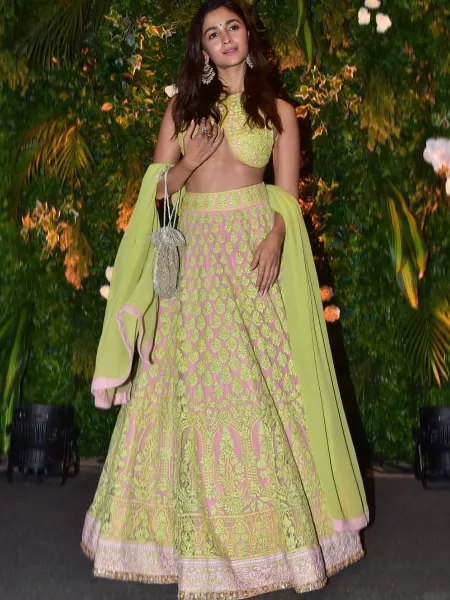 Alia Bhatt Bollywood Designer Lehenga Choli Yellow and Pink