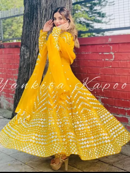 Gorgeous Look Party Wear Gown with Sequence and Embroidery Work