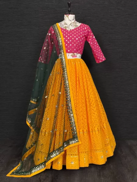 Embellished Yellow Lehenga Choli Pakistani Mehndi Dresses | Pakistani mehndi  dress, Yellow lehenga, Mehndi dresses