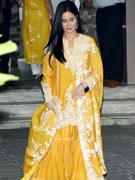 Katrina Kaif Wedding Yellow Top with Sharara Suit