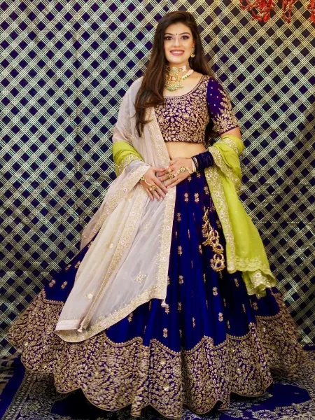 Buy Royal Blue Kanika Embroidered Lehenga Set Online - RI.Ritu Kumar India  Store View