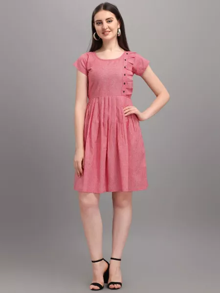Designer Pure cotton Western Dress with Side Button Pattern
