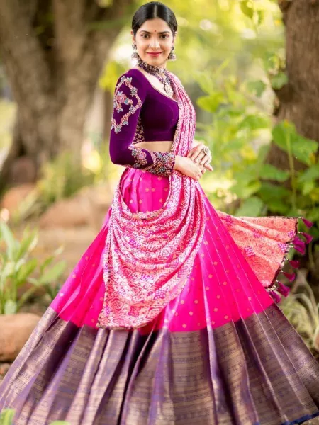 Buy Purple Lehenga And Dupatta - Satin Organza Embellished Seam Set For  Women by Vvani by Vani Vats Online at Aza Fashions.