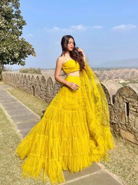 Indian Wear Yellow Lehenga Choli for Haldi Ceremony and Weddings 