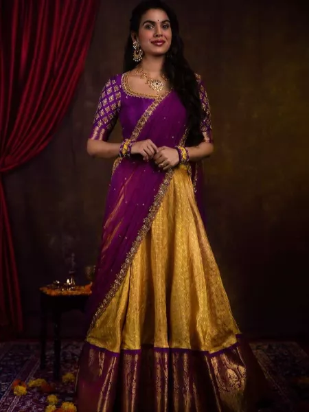 Drape Your Saree like Lehenga, BRIDAL Lehenga saree, stylish silk saree ...  | Dress neck designs, Bridal lehenga, Lehenga saree