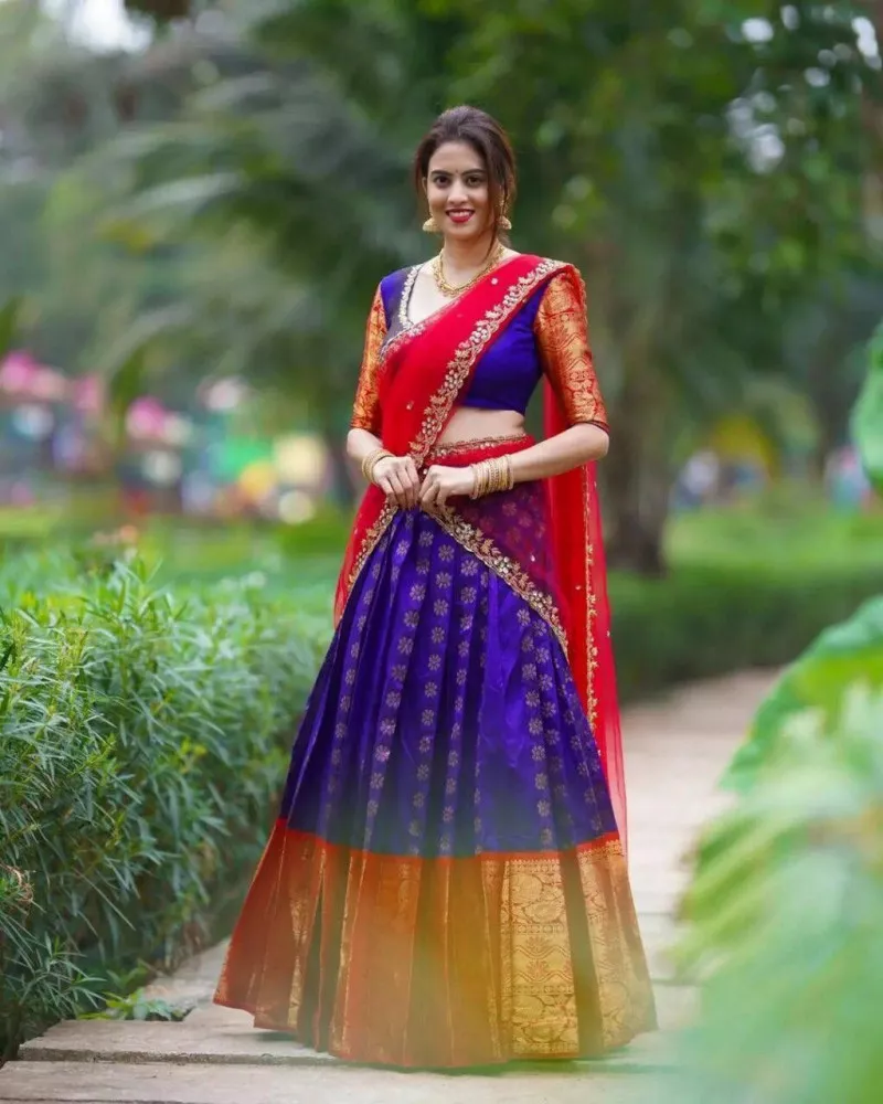 Beautiful Dola silk Lehenga | Fancy sarees party wear, Saree designs party  wear, Half saree designs