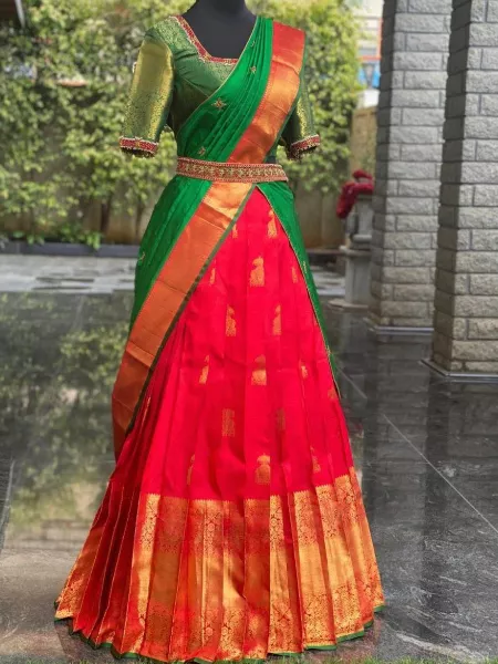 Buy online Zari Work Semi-stitched Lehenga Saree from ethnic wear for Women  by Fabcartz for ₹1399 at 77% off | 2024 Limeroad.com