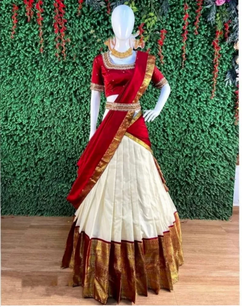 Buy HALFSAREE STUDIO Green Kanchipuram silk Half Saree for Women Online at  Best Prices in India - JioMart.