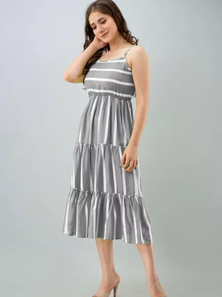 Grey Western Dress for Party and Casual Wear in Imported Fabric