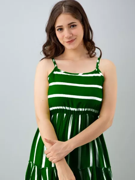 Green Western Dress for Party and Casual Wear in Imported Fabric