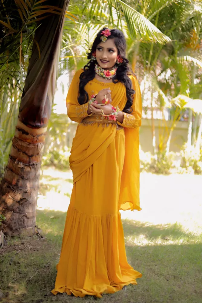 Special Yellow Saree For Bridal Haldi Ceremony