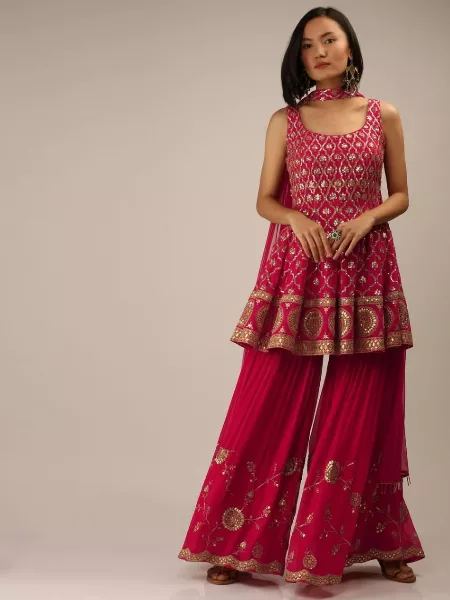 Pink Color Eid Salwar Suit With Designer Embroidery Work and Fancy Dupatta