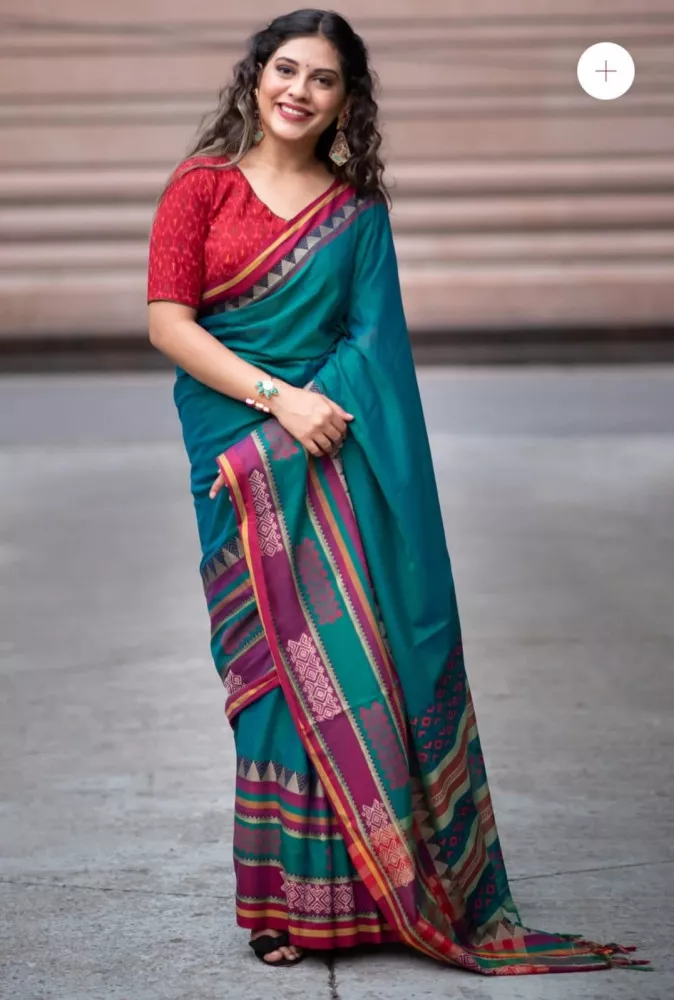 Beautiful Rama Color Festive Wear Silk Zari Weaving Work Saree Blouse, जारी  बॉर्डर साड़ी - Skyblue Fashion, Surat | ID: 25696187497