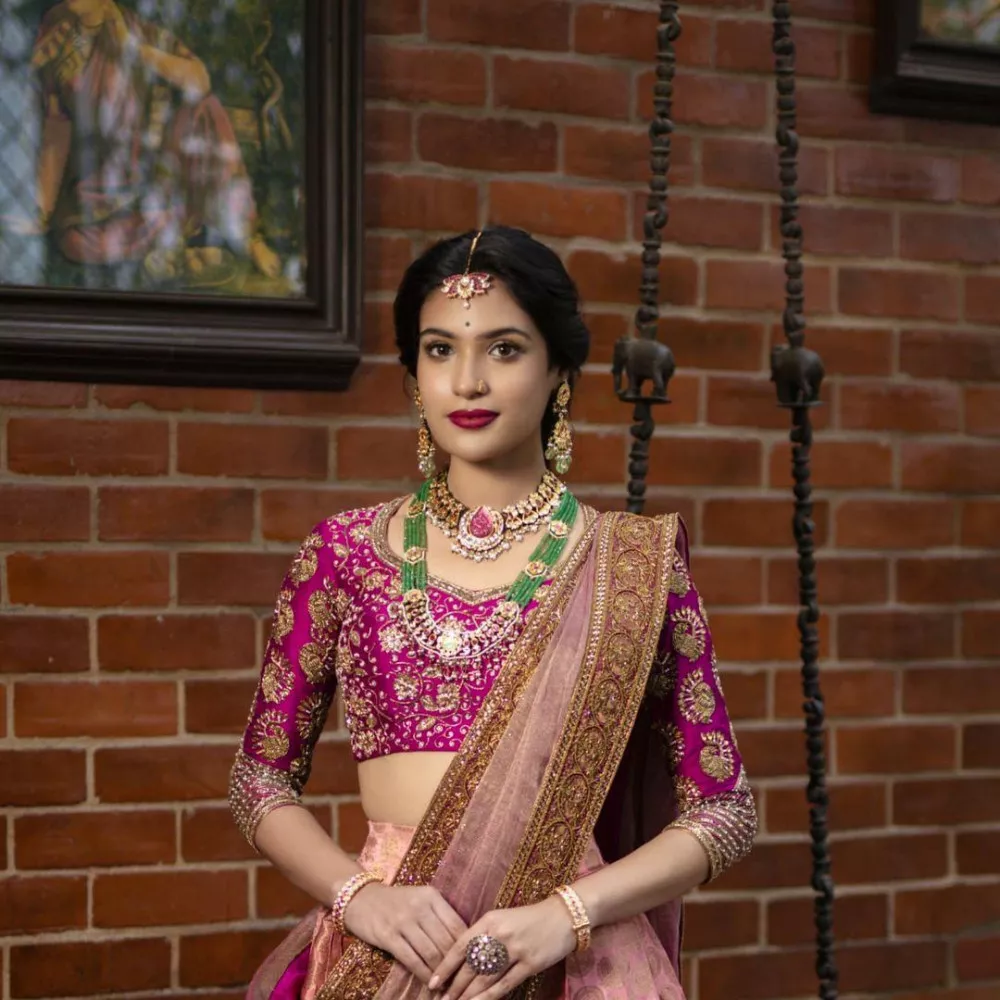Embellished South Indian Lehenga in Designer Bridal Wear – Nameera by Farooq