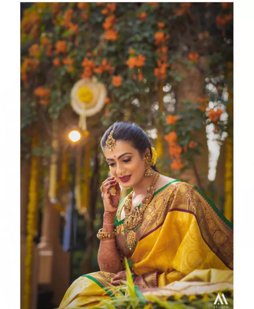 soft lichi silk yellow saree