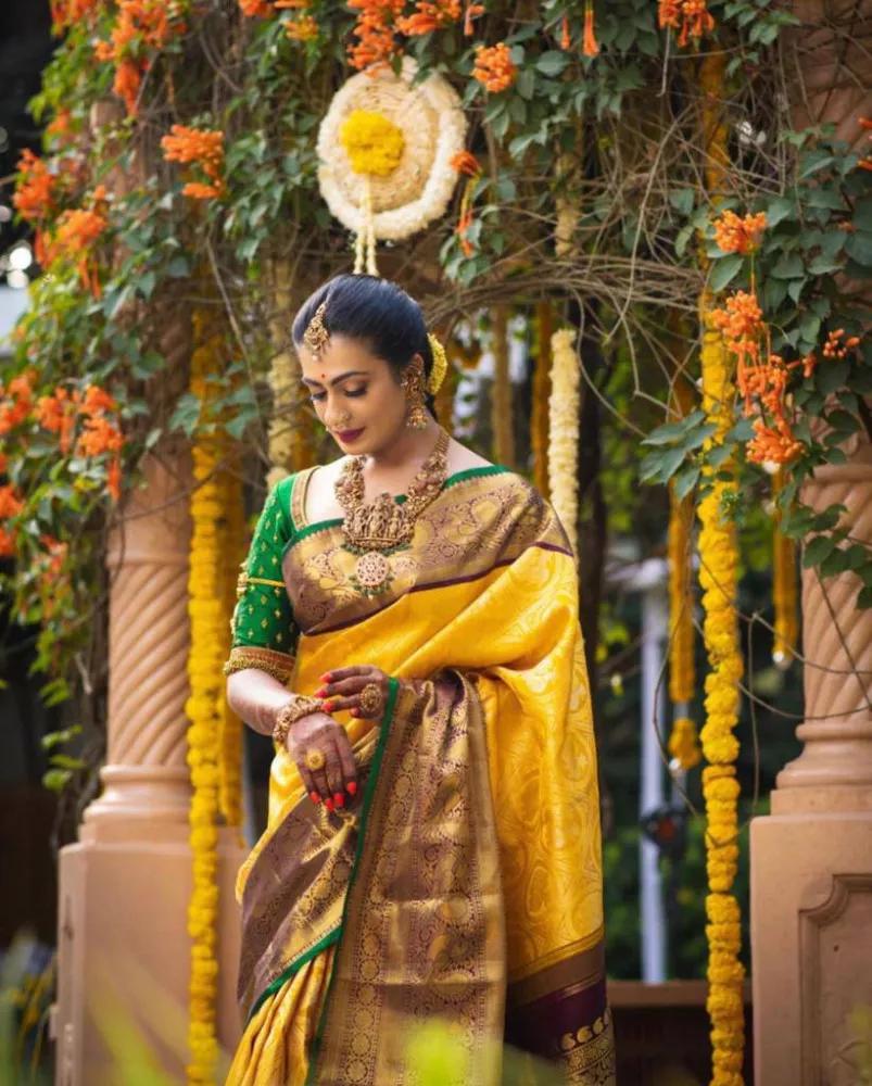 Buy Yellow Weaving Organza Saree Online