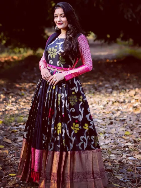 Cream Banarasi Silk Gown and Cream Banarasi Silk Designer Gown Online  Shopping