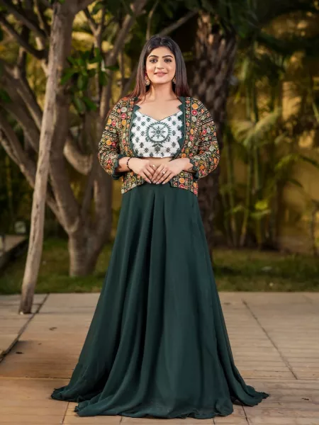 Green Color Readymade Lehenga Choli for Wedding With Jacket Embroidery Work