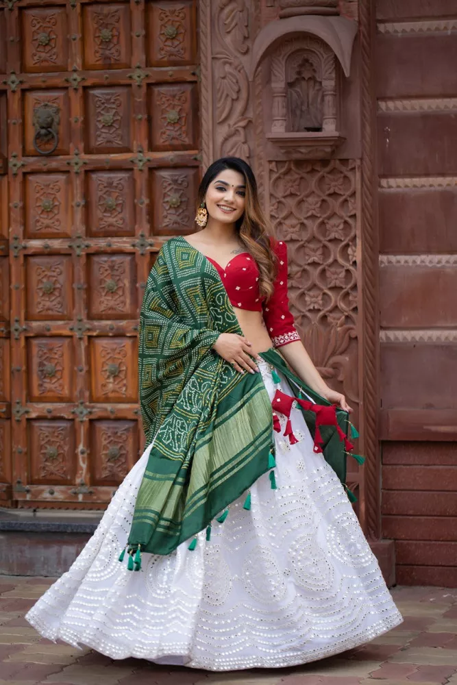 Lehenga choli with Banarasi silk dupatta | Lehenga pattern, Colorful  dresses, Indian attire