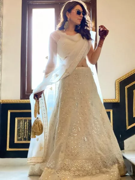 White Bridal Lehenga Choli with Heavy Embroidery Work – Khushkar
