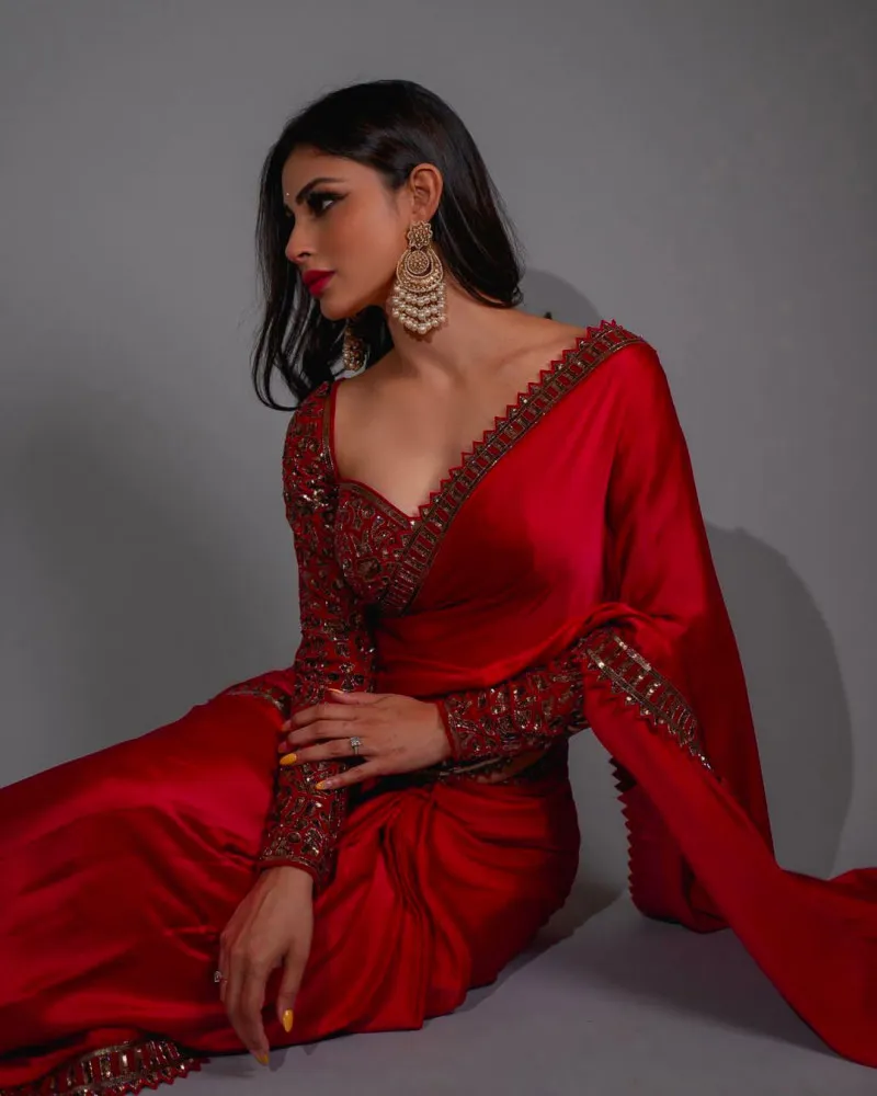 Brahmastra Actress Mouni Roy's Red Ruffle Saree And Its Price - Boldsky.com