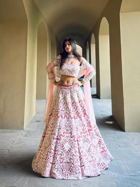 Pink Heavy Bridal Lehenga Choli With Heavy Embroidery Work and Dupatta