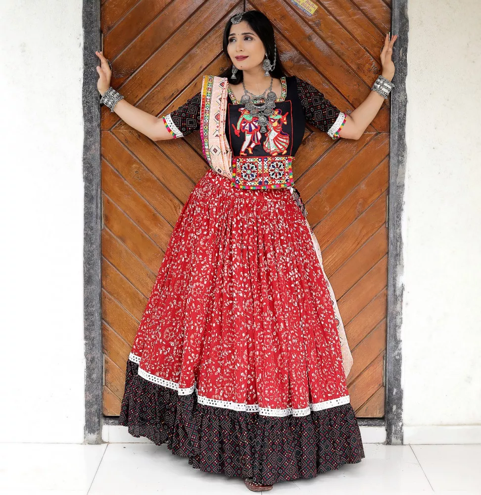 Divine Exim Women's Soft Cotton Navratri Collection Semi-stitched Dandiya  Raas Lehenga Choli With Dupatta | chwssc.co.zm