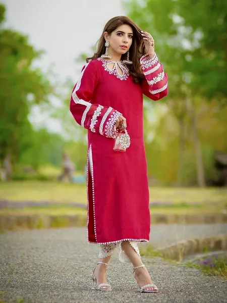 Pink Color Salwar Suit With Embroidery Work and GPO Lace for Functions