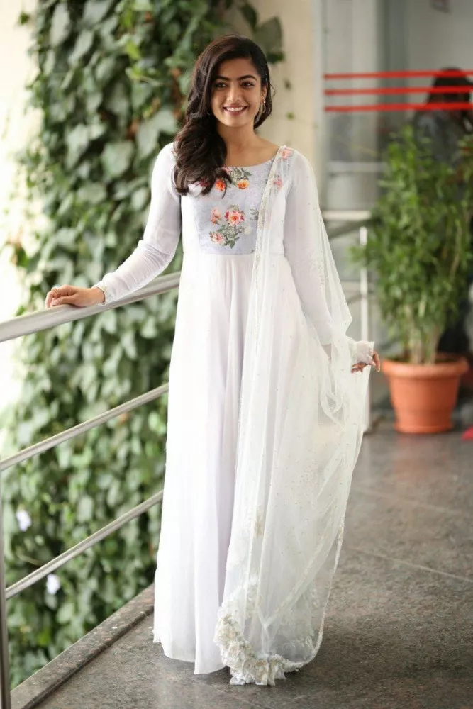 Buy Indian Dresses - Off White And Grey Designer Embroidery Anarkali Suit  At Hatkay
