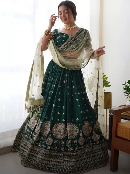 Buy Bottle Green Lehenga Choli Dupatta, Indian Lehenga for Bridesmaid  Wedding Party Designer Wear Made to Fit Online in India - Etsy