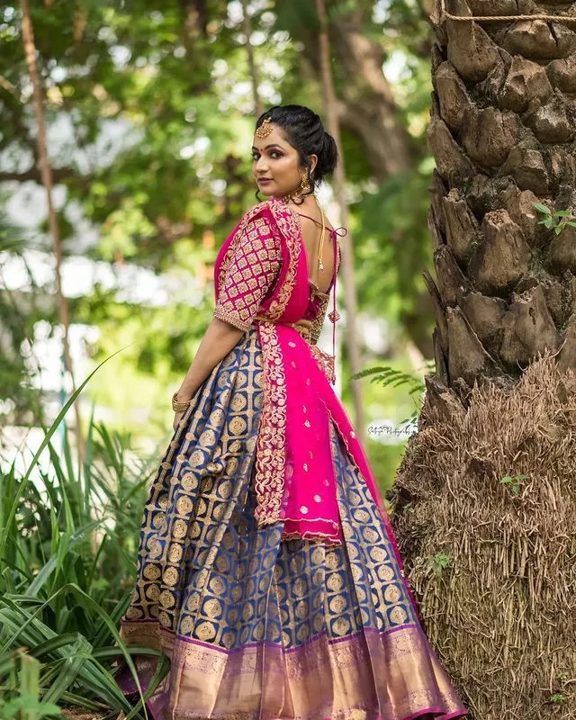 10 Wedding Day Pattu Half Saree Designs for South Indian Brides | Half saree  designs, Saree designs, Designer bridal lehenga choli