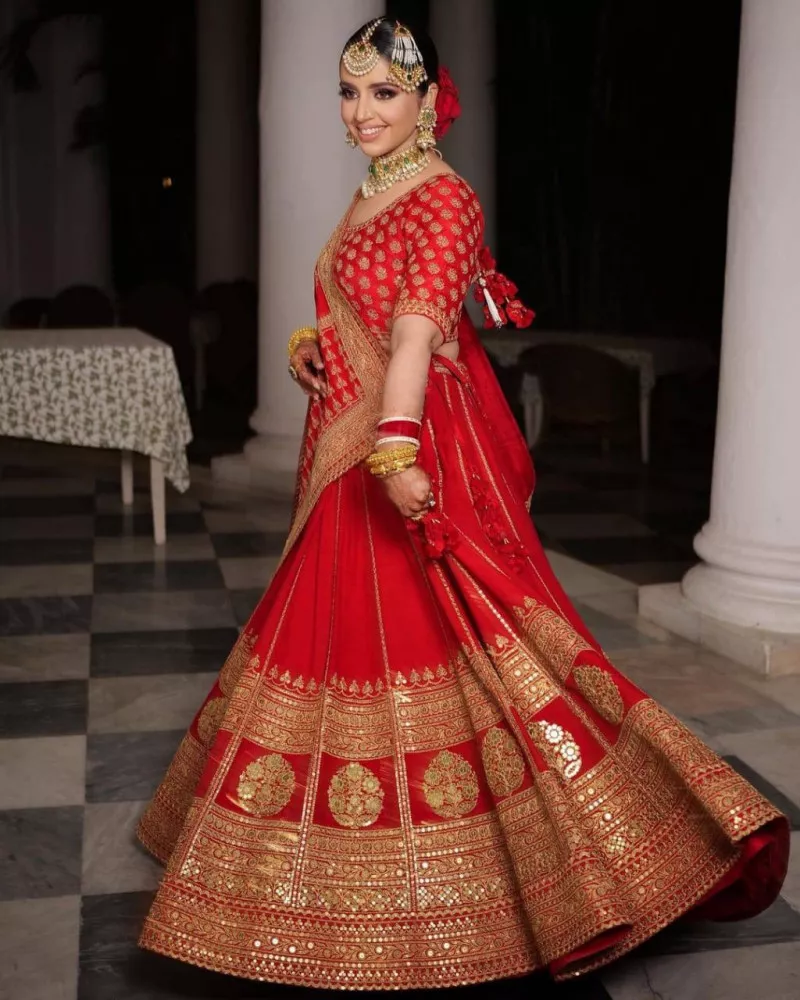 A Red Rose Multi Color Lehenga – Talking Threads