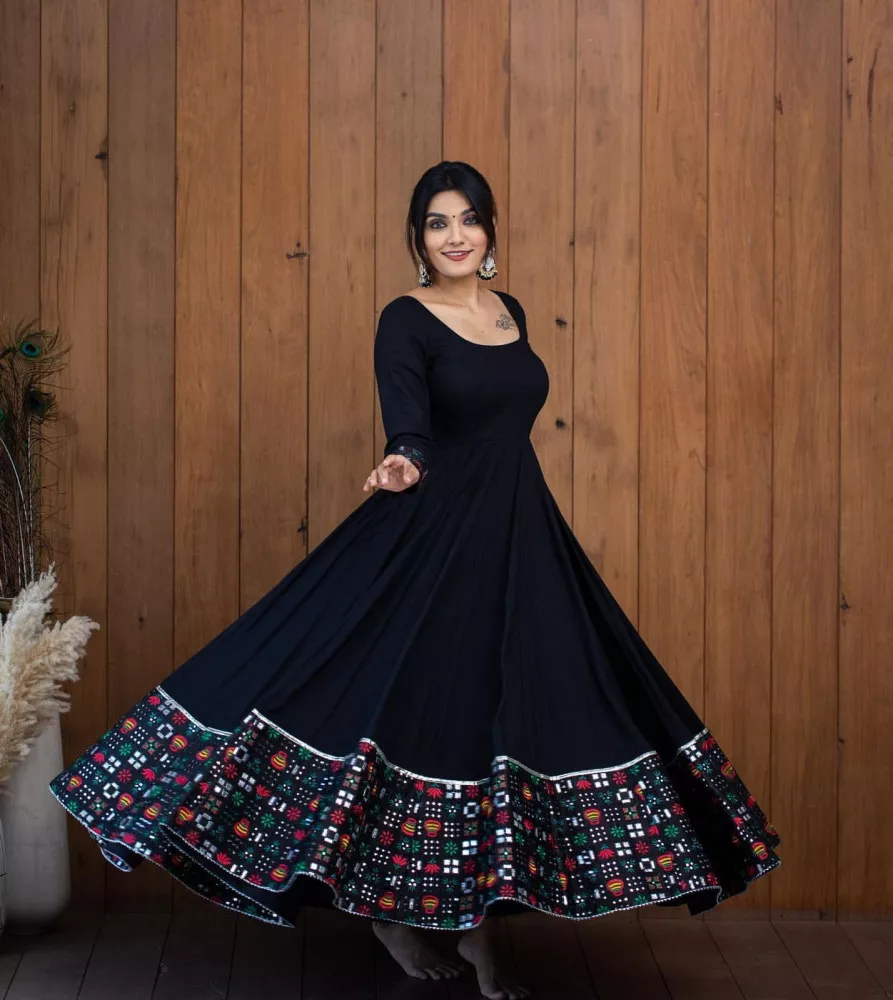 New Black Color Gown Cum Salwar Suit Beautiful Embroidery Work On Georgette  Launched at Rs 1400.00 | Embroidered Gown in Bengaluru | ID: 22820619048