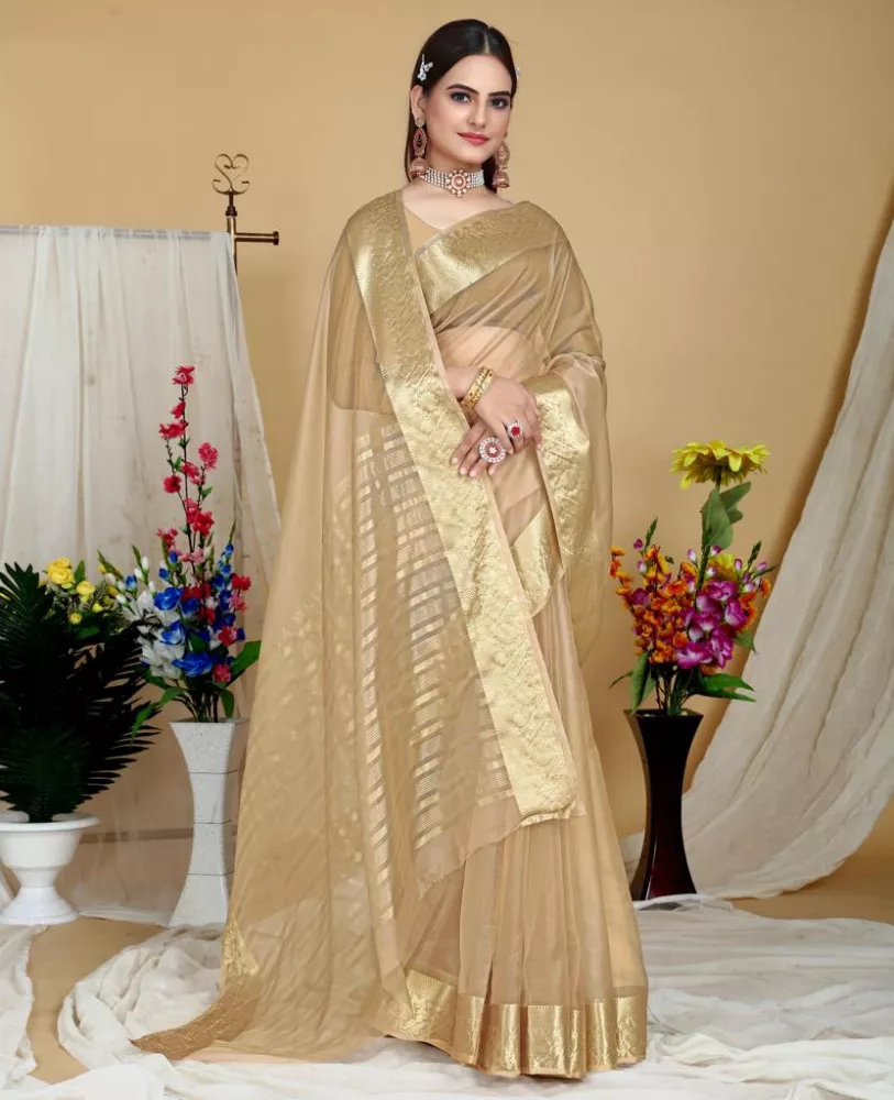 Shop Golden Silk Organza Saree Online in USA with Red Saree Blouse – Pure  Elegance