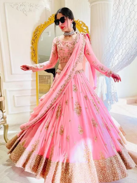 Light Pink Half Saree Lehenga - Buy Trending Light Pink Color Half Saree  Lehenga at Best Price - Kloth Trend