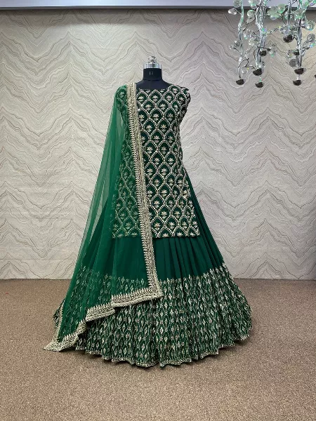 Green Color Georgette Indo Western With Heavy Embroidery and Sequence Work