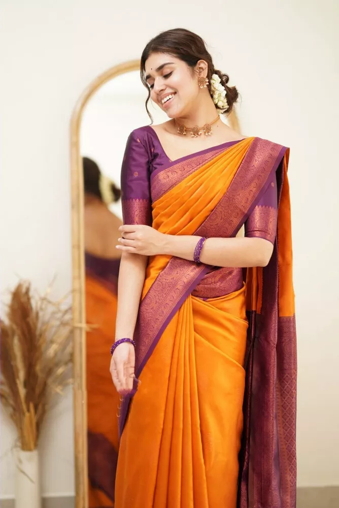 Buy RamKrupa Creation Printed Bollywood Georgette Blue, Orange Sarees  Online @ Best Price In India | Flipkart.com