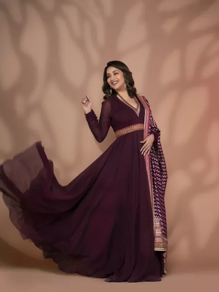 Madhuri Dixit Gown Bollywood Gown in Georgette With Sequence Embroidery