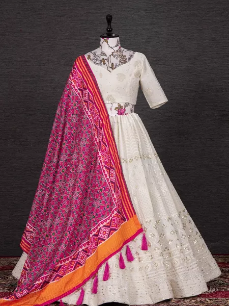 Wedding Season Lehenga Choli in White Color With Heavy Sequence Embroidery Work