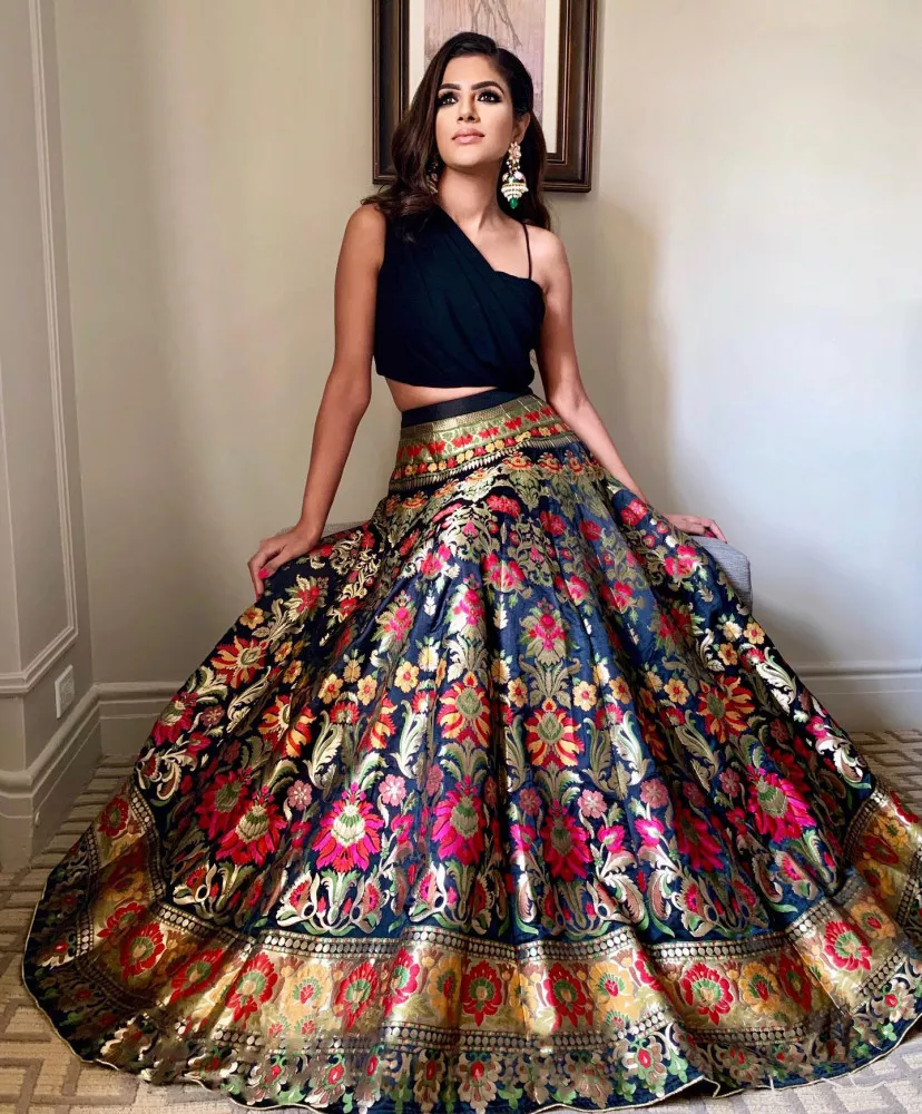 Black sequins lehenga with cutdana and sequin work blouse – Estie Couture
