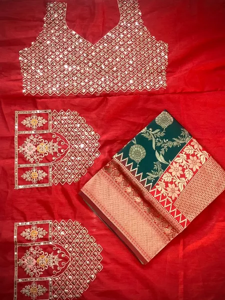 Red Silk Designer Wedding Saree