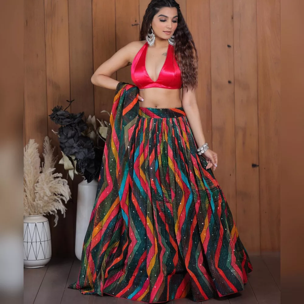 Wedding Lehenga Online Western Style Lehenga Digital Print Lehenga Choli –  Lady India