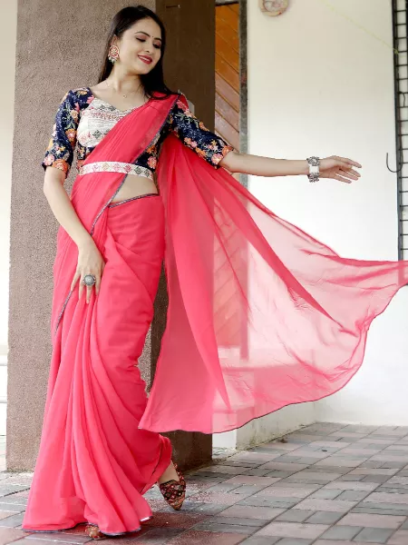 Gold Color Designer Sequin Georgette Indian Saree Readymade Blouse –  D3blouses