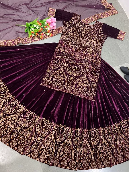 Buy Ready to Wear Velvet Lehenga Choli Online for Women in USA