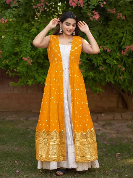 Buy online Golden Zari Work Top Sharara Set With Shrug from ethnic wear for  Women by Mode Connection for ₹3499 at 50% off | 2024 Limeroad.com