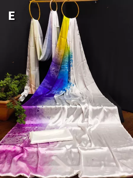 Holi Festival Saree in Japan Satin with Beautiful Color Print and Blouse Sari for Holi